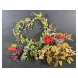 Faux Floral, Metal Bucket , Apple Garland