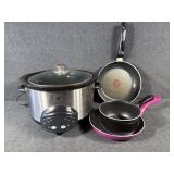 Slow Cooker & 3 Cooking Pans