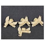Ivory and Gold Resin Angel Door Frame Sculptures