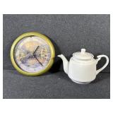 White Ceramic Teapot,Thomas Kinkade Wall Clock