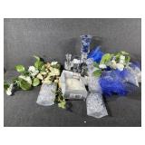 Floral Stones,Acrylic Crystals, Glass Candle Holde