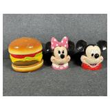 Ceramic Hamburger Piggy Bank, Minnie & Mickey