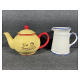 'Tea Time' Ceramic Teapot, Enamelware Teapot