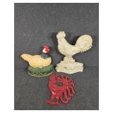 Cast Iron Chicken Doorstop Features a