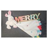Merry Sign, Christmas Tree Skirt, Bunny