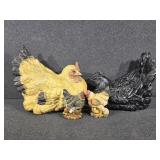 Black Rustic Rooster Figurine, Yellow Resin