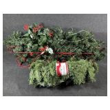 Pine Garland,Red Metal Rectangular Basket W/Greens