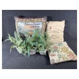 Decorative Pillows(3),Faux Lace Fern in a Pot(2)