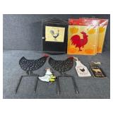 Black Rooster Wall Cabinet,Yard Roosters(2)