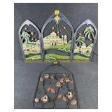 Haitian Triptych Steel Panels, Metal Floral Wall