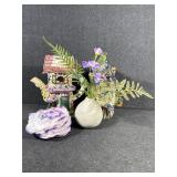 Blue Sky Clayworks Tea Light Houses,Floral Arrange