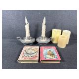 Chamberstick,Battery Opt Pillar Candles,Tin Box