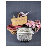 Wicker Baskets,Pinecones,Metal Wall Planter Pink