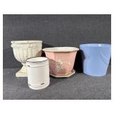 Ceramic & Stone Planters (3), Jar Enamel Style