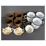 Brown Speckled Enamelware Camping Mugs (4)