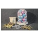Christmas Balls With Snow, Beads, Christmas Box