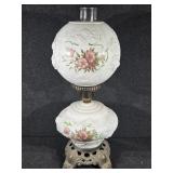 Vintage Hand-Painted Milk Glass Floral Lamp