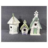Decorative Birdhouses Ceramic & Wooden(3)