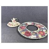 Floral Plate Wreath, Doily Miniature Porcelain Tea