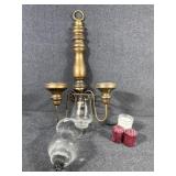 Gold Tone Wall Sconce With Double Arm Design