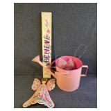 Watering Can, Sign, Angel, Glass Balls