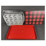 Glass Flannel Cutting Boards (2) Red Rectangular