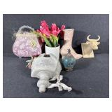 Cow Head Plaque, Pink Ceramic Shoe,Purse Lamp
