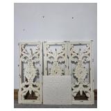 Resin Distressed White Scroll Wall Art(3), Metal