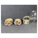 Capodimonte Porcleain Candle Holders & Floral