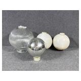 Milk Glass Lightning Rod Balls(2), Glass Globe