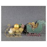 2 Metal Sleigh Decorations