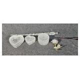 Glass Trinket Dishes, Rose Window Hanger