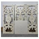 Resin Distressed White Scroll Wall Art(3), Metal