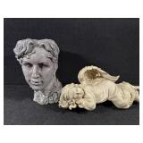 Roman Goddess Cement Planter, Angel Sculpture