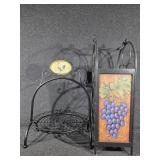 Rustic Wrought Iron Rooster Wire Basket,