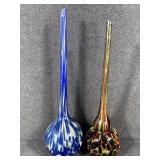 Hand Blown Glass Aqua Globes (2)