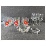 Clear Glass Cups, Wine Glasses, Mint Dish,Apple