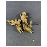 Gold Cherub Wall Sculptures(4), Lamp Base