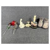 Glass Roses, Trinket Boxes,Ceramic Boots,Hooks