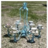 Teal Metal Chandler w/ Tea Cups