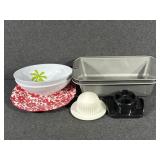 Tropical Serving Bowls (2) Red Floral Plastic