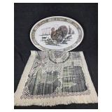 Plastic Turkey Platter with Harvest Themed Rug