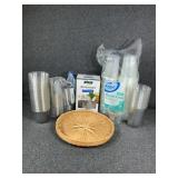 Wicker Plate Liner, Plastic Silverware & Cups