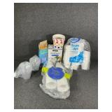 Styrofoam Cups,Plastic Cups &Spoons,Paper Bowls.