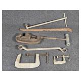 Ridgid Pipe Cutter, Crow Bar, C-Clamps(2)