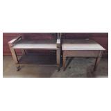 Wooden End Table, Wooden Rolling Cart