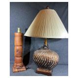 Lamp W/Shade & Wood Lamp Base No Shade