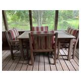 Wooden Patio Table with 4 Chairs and Cushions