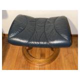 Footstool with Faux Leather Top and Wooden Bottom