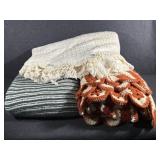 White, Green and Orange Quilted Blankets (3)